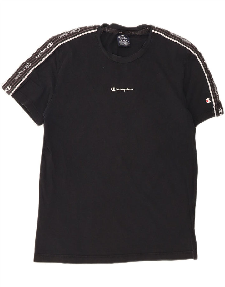CHAMPION Womens Graphic T-Shirt Top UK 14 Medium Black Vintage Champion and Second-Hand Champion from Messina Hembry 