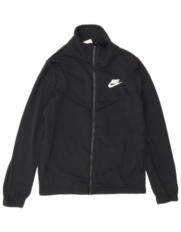 Nike Jungen-Trainingsanzugoberteil mit Grafik, 10–11 Jahre, mittleres schwarzes Polyester
