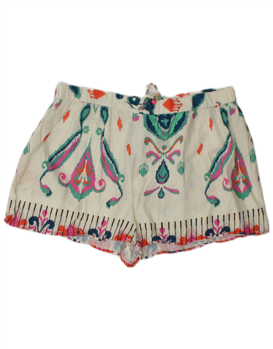 Zara Damen Hotpants 2XL W38 Weiß Ikat Leinen
