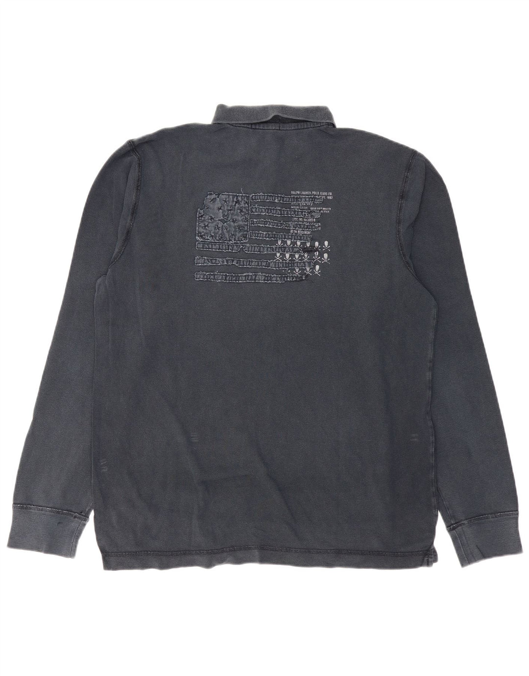 RALPH LAUREN Grafisches Langarm-Poloshirt für Herren, Größe L, Marineblau