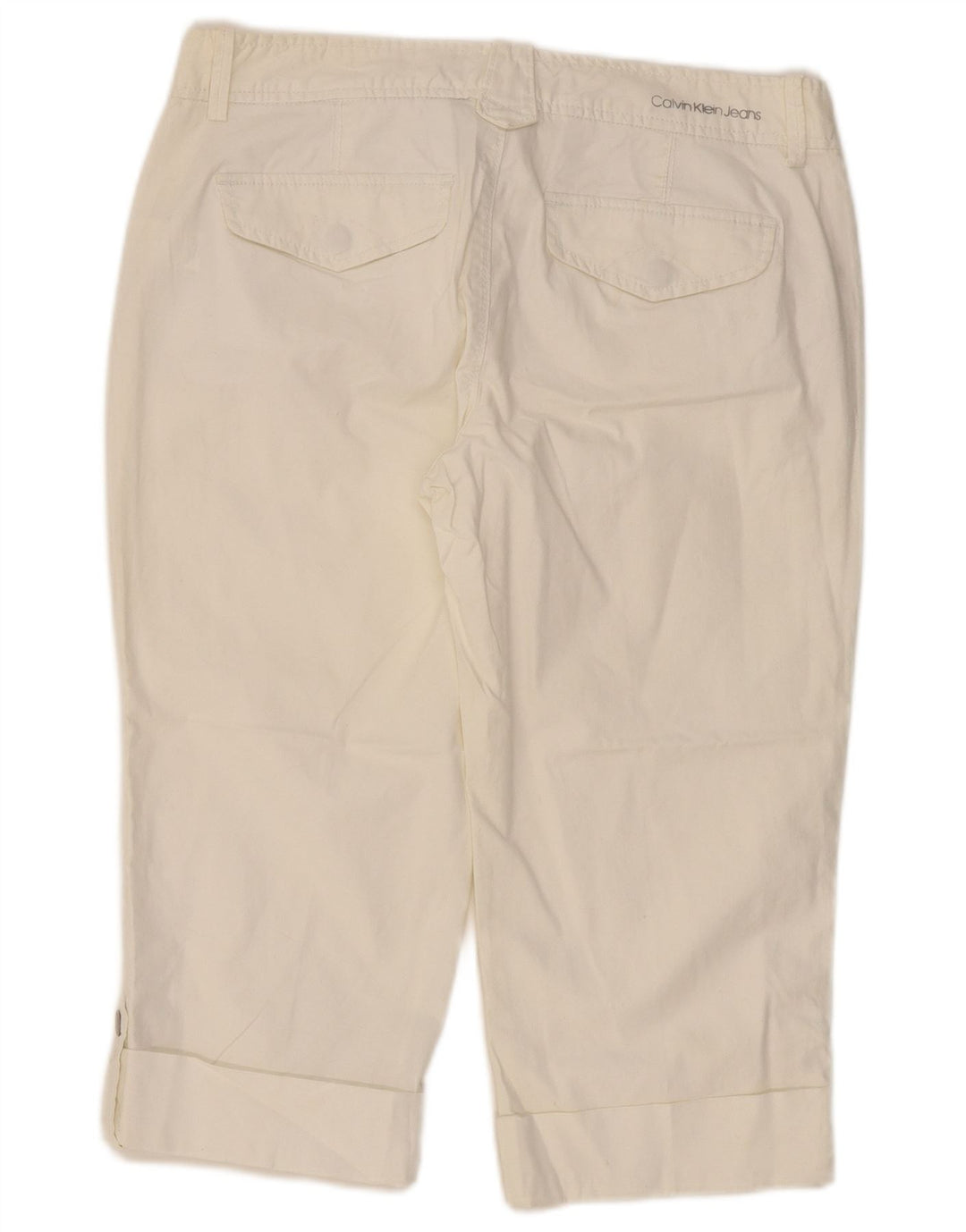 CALVIN KLEIN Damen Slim Capri-Hose US 12 Large W34 L19 Off White