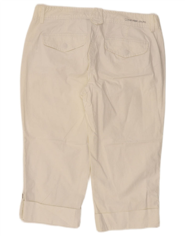 CALVIN KLEIN Damen Slim Capri-Hose US 12 Large W34 L19 Off White