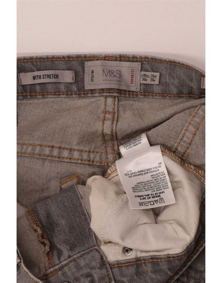 Marks & Spencer Damen Straight Jeans W30 L29 Graue Baumwolle