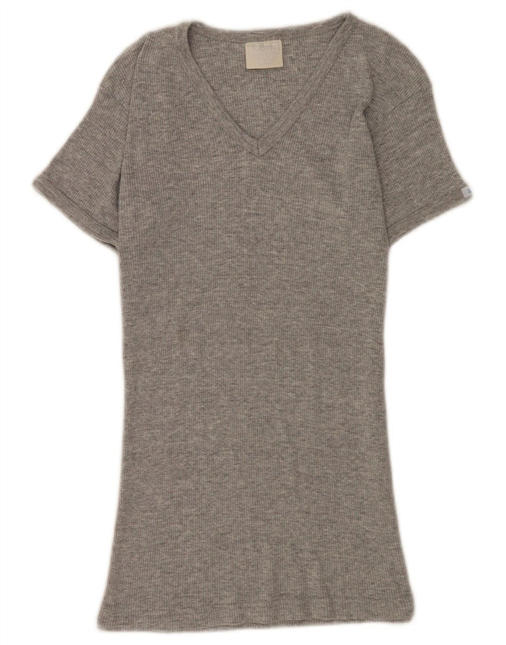 Lee Damen T-Shirt Top UK 8 Small Grau Baumwolle