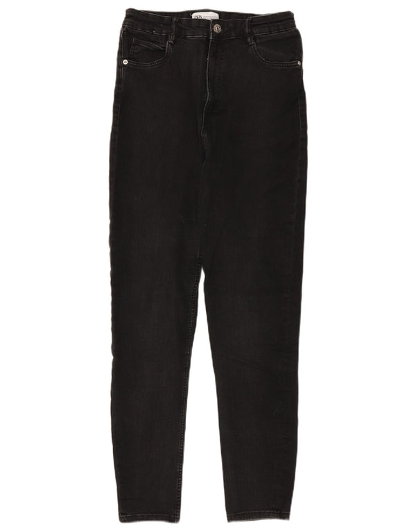 Zara Damen-Jeans mit hoher Taille, Röhrenjeans, EU 40, mittelgroß, W30, L28, schwarze Baumwolle