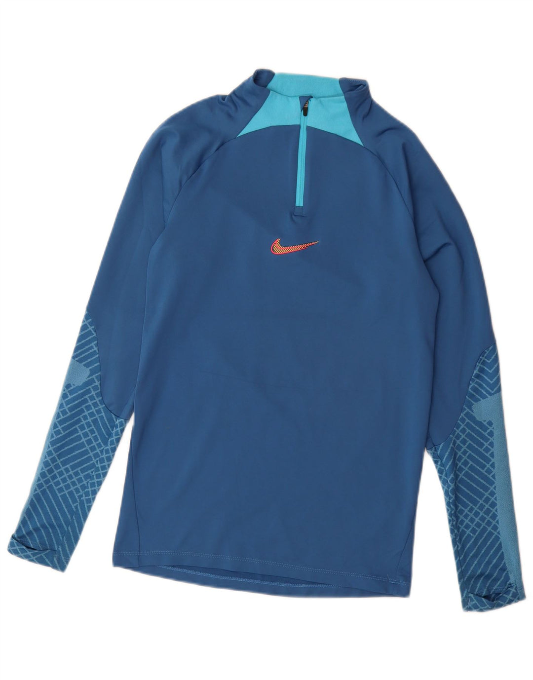 Nike Herren Dri Fit Zip Neck Slim Pullover Trainingsanzug Top XS Blau Geometrisch
