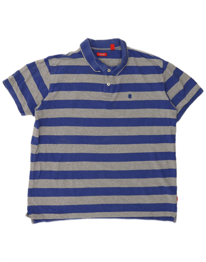 Izod Herren-Poloshirt XL, blau gestreift, Baumwolle