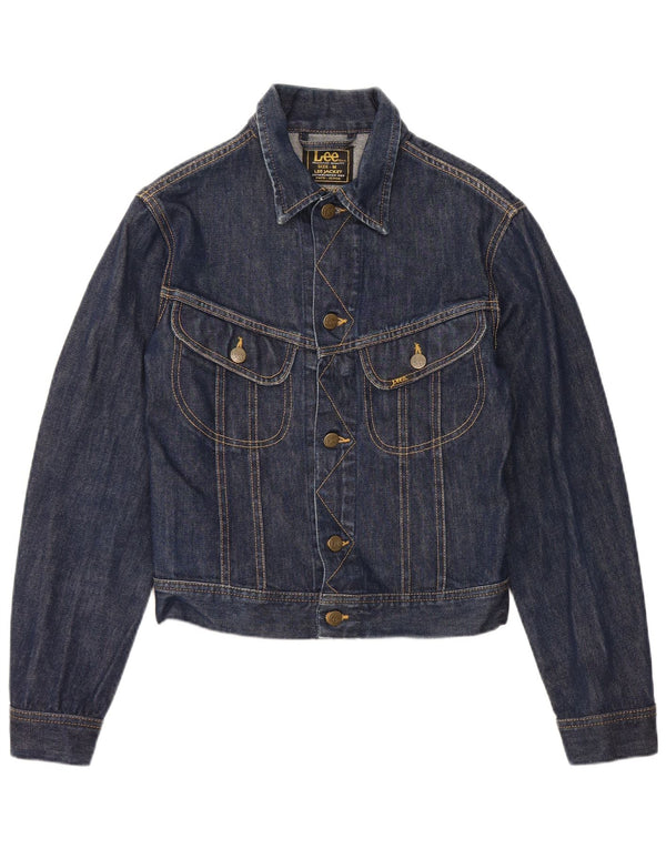 Lee Womens Crop Denim Jacke UK 12 Medium Marineblau Baumwolle