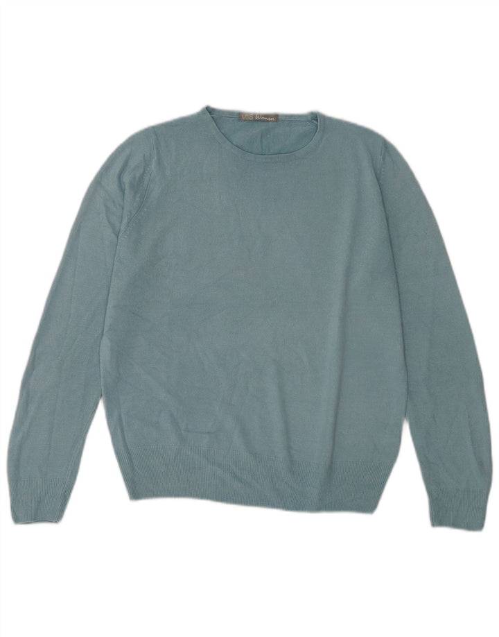 Marks & Spencer Damen-Pullover mit Rundhalsausschnitt, Gr. 14, Größe L, Blau, Acryl