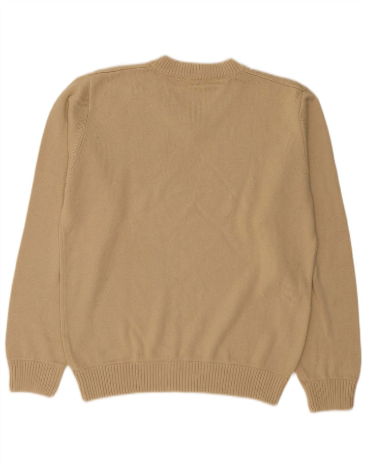 Sergio Tacchini Herren-Pullover mit V-Ausschnitt, Größe S, beige Baumwolle