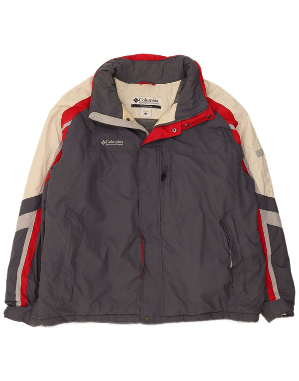 Columbia Herren-Windbreaker-Jacke, UK 44 2XL, graues Colourblock-Nylon