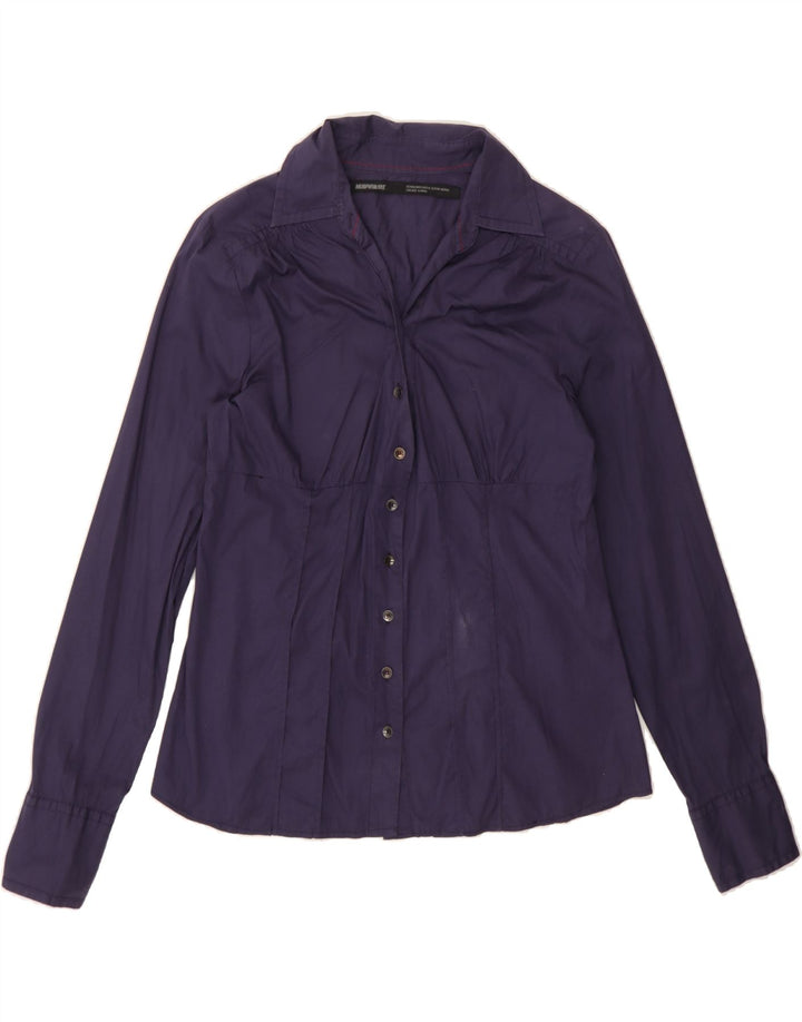 MURPHY & NYE Womens Shirt UK 14 Large Purple Cotton Vintage Murphy & Nye and Second-Hand Murphy & Nye from Messina Hembry 
