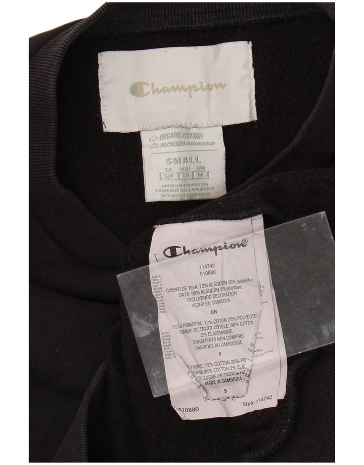 CHAMPION Womens Oversized Crop Sweatshirt Jumper UK 10 Small Black Cotton