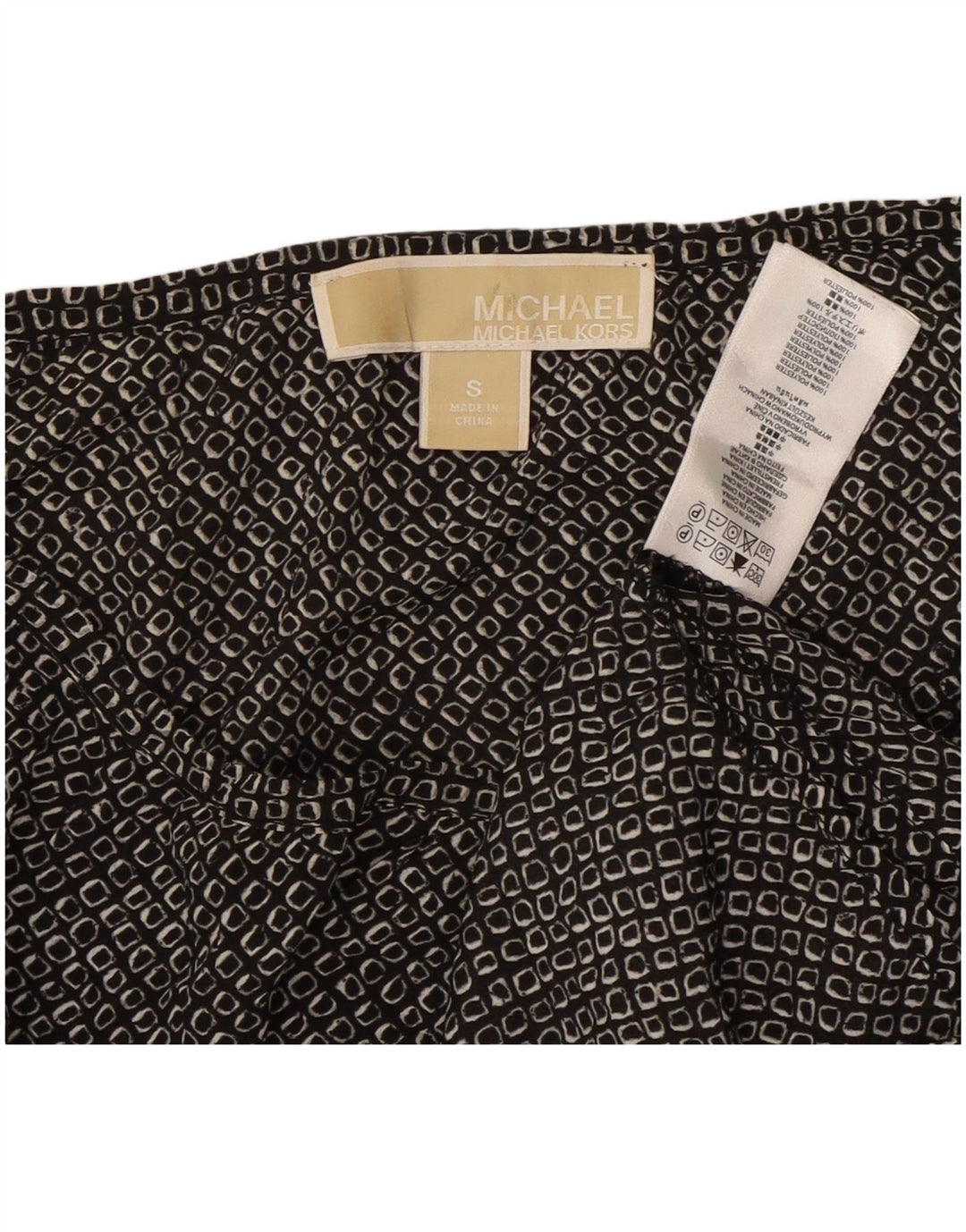 MICHAEL KORS Damen-Top mit 3/4-Ärmeln, Größe S, Schwarz, geometrisch, Polyester