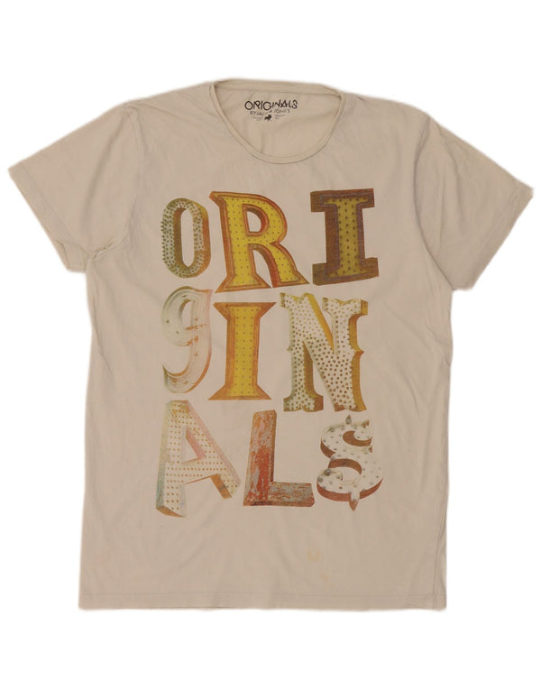 Jack & Jones Herren-T-Shirt mit Grafik, Größe L, aus weißer Baumwolle