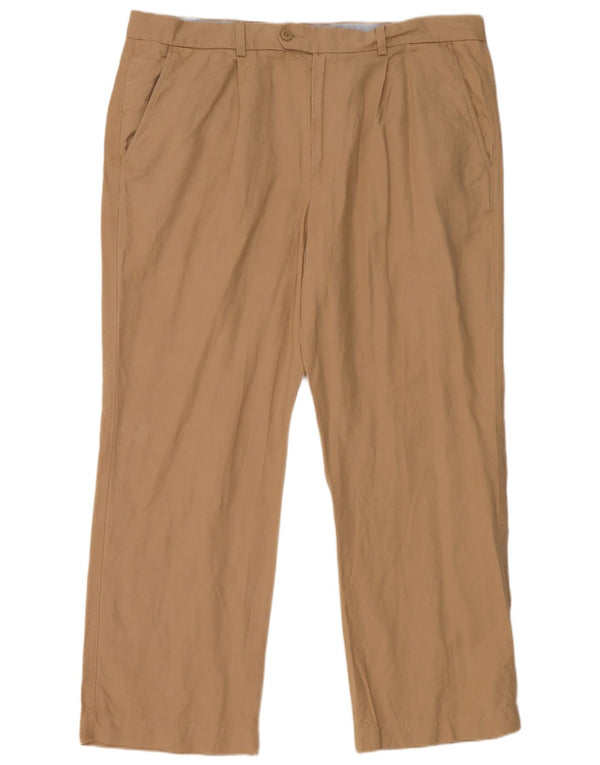 Marks & Spencer Herren Blue Harbor Pegged Anzughose W42 L29 Beige Leinen