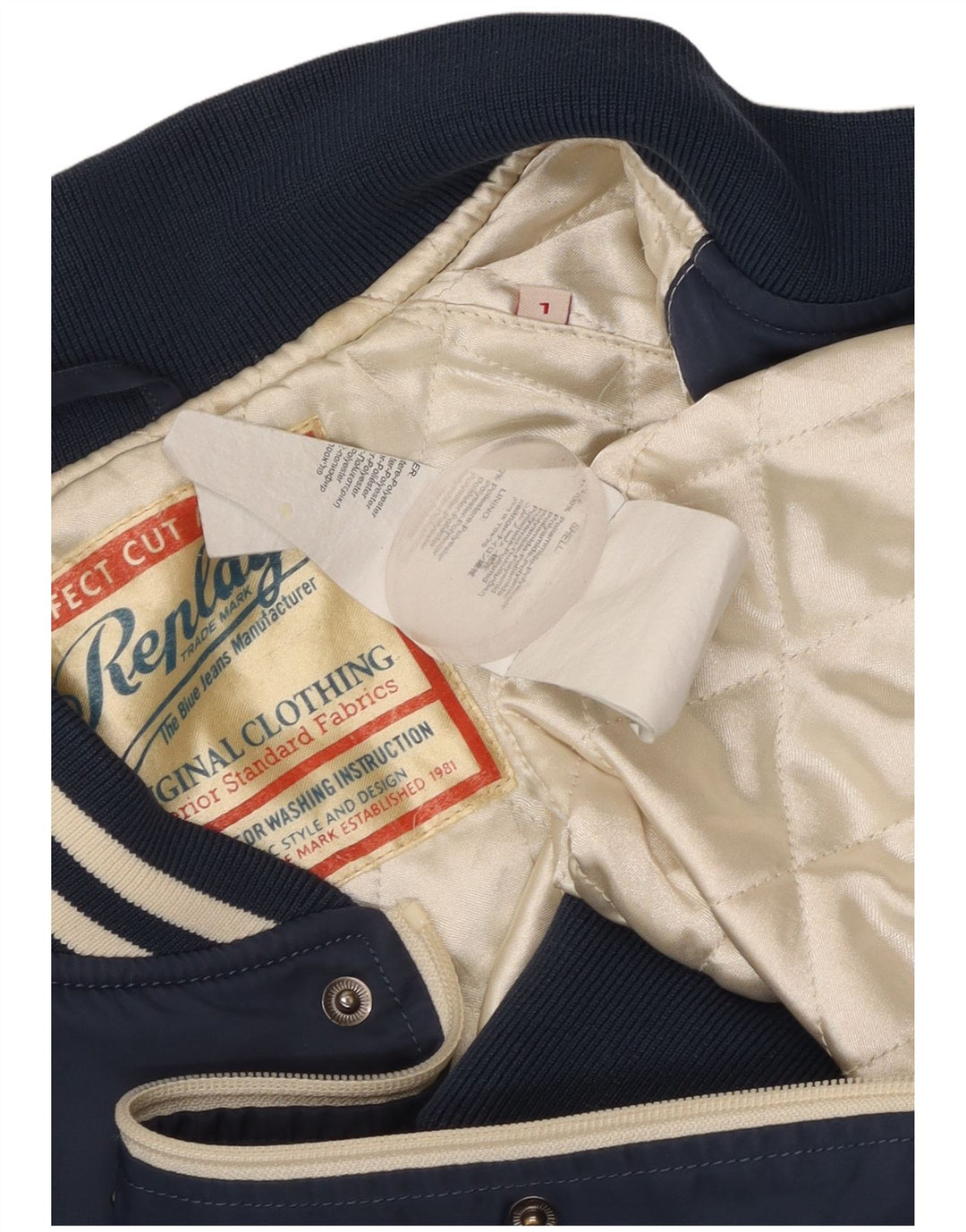 Replay Herren Graphic Varsity Jacke UK 40 Large Marineblau Farbblock