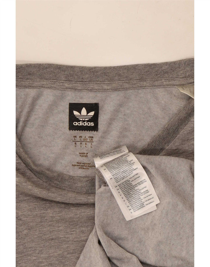 Adidas Herren T-Shirt Top Large Grau meliert Baumwolle