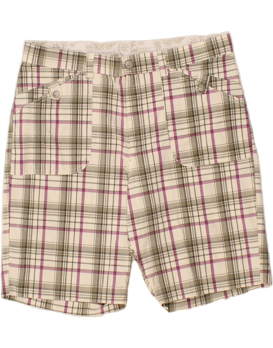 LEE Womens Chino Shorts UK 14 Medium W36 Grey Check Cotton Vintage Lee and Second-Hand Lee from Messina Hembry 