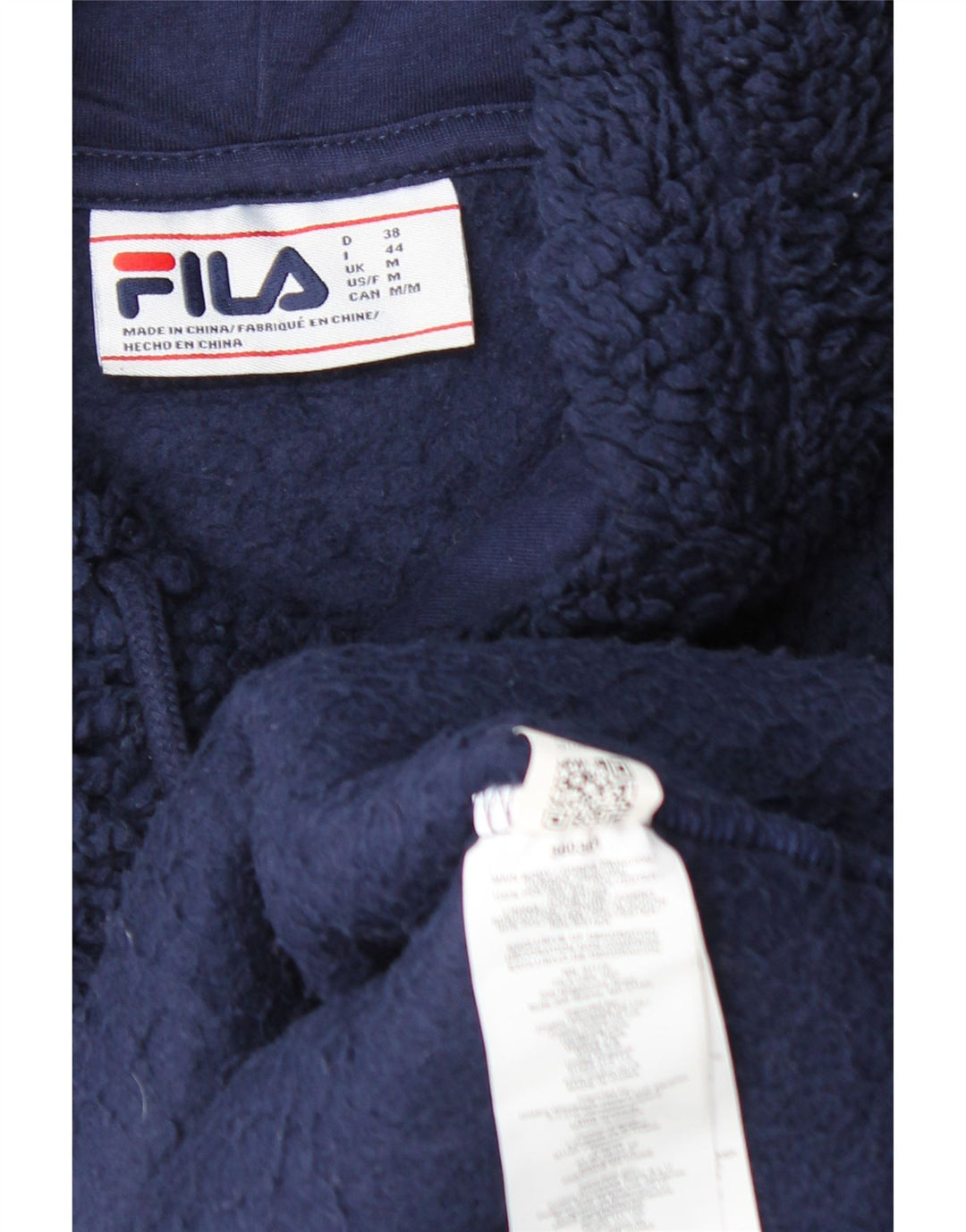 FILA Damen Grafik-Fleece-Kapuzenpullover UK 14 Medium Marineblau Polyester