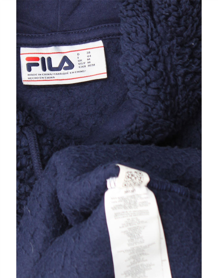 FILA Damen Grafik-Fleece-Kapuzenpullover UK 14 Medium Marineblau Polyester