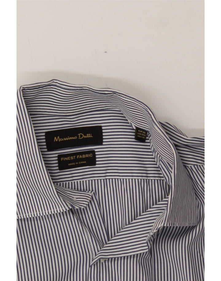 MASSIMO DUTTI Mens Shirt Size 39 15 1/2 Medium Navy Blue Pinstripe Classic Vintage Massimo Dutti and Second-Hand Massimo Dutti from Messina Hembry 