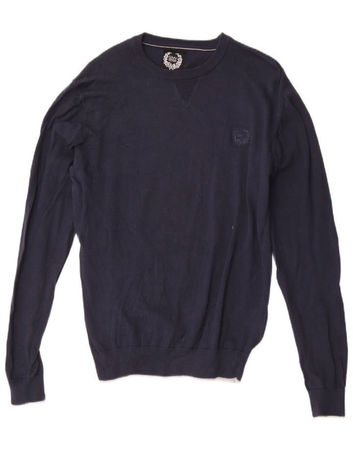 Gianmarco Venturi Herren-Pullover mit Rundhalsausschnitt, mittleres Marineblau