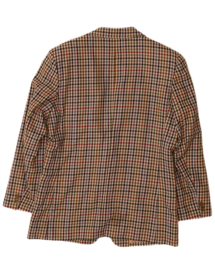 DAKS Damen-Blazer mit lockerer Passform und 2 Knöpfen, Gr. 10, Größe S, Beige, Hahnentrittmuster