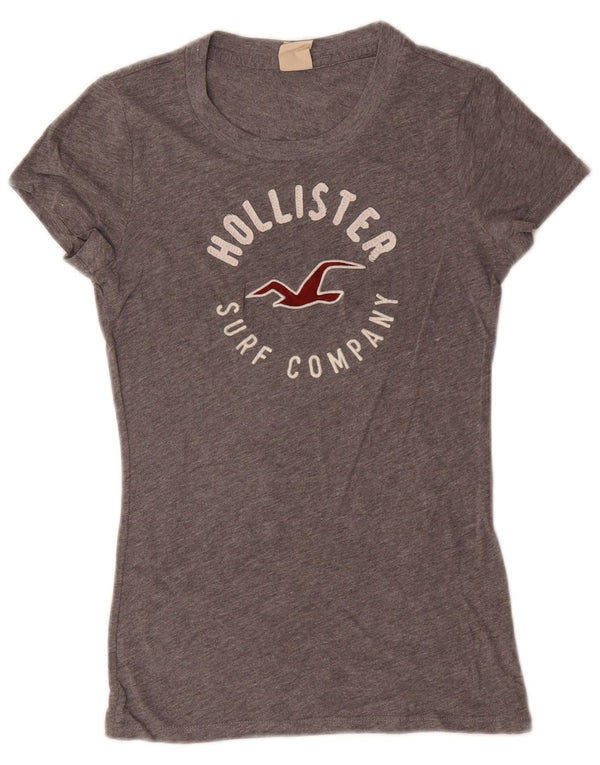 Hollister Womens Graphic T-Shirt Top UK 8 Small Grau meliert