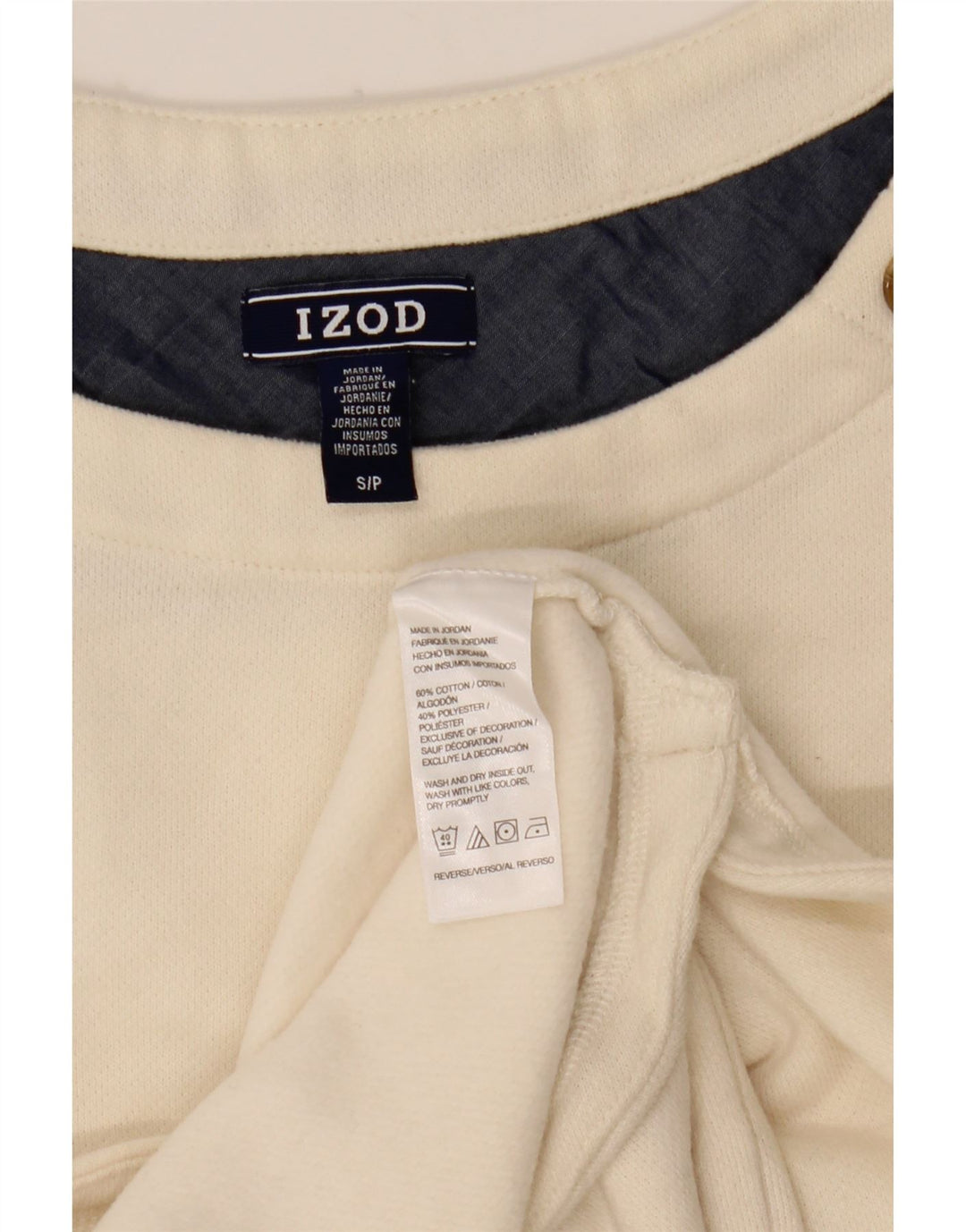 Izod Damen Top Langarm UK 10 Small Weiße Baumwolle