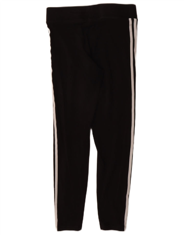 ADIDAS Damen Leggings UK 12 Medium Schwarz Baumwolle
