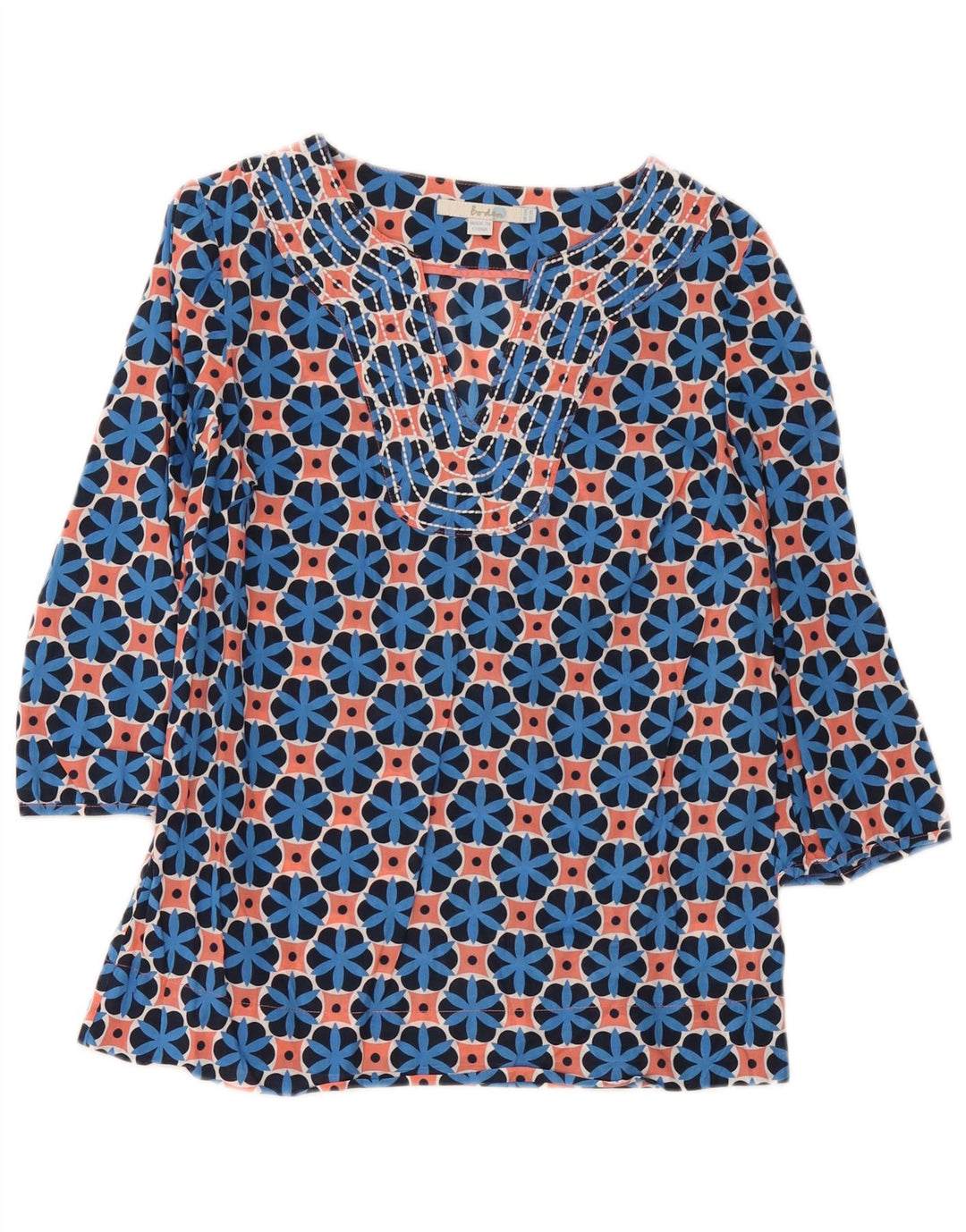 Boden Damen-Tunika-Oberteil mit 3/4-Ärmeln, Größe M, mehrfarbig, geometrisch