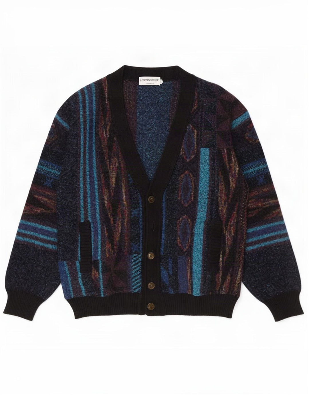 Luciano Chiari Herren-Strickjacke IT 48 Mittel Mehrfarbig Geometrisch