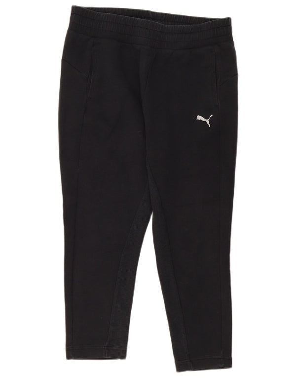 Puma Womens Crop Trainingsanzug Hose Jogger UK 14 große schwarze Baumwolle