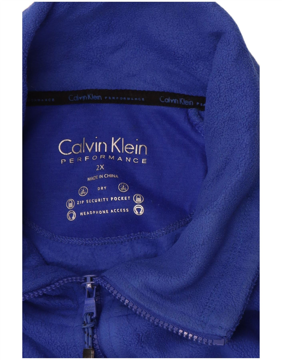CALVIN KLEIN Herren Performance Fleecejacke UK 44 2XL Blau Polyester