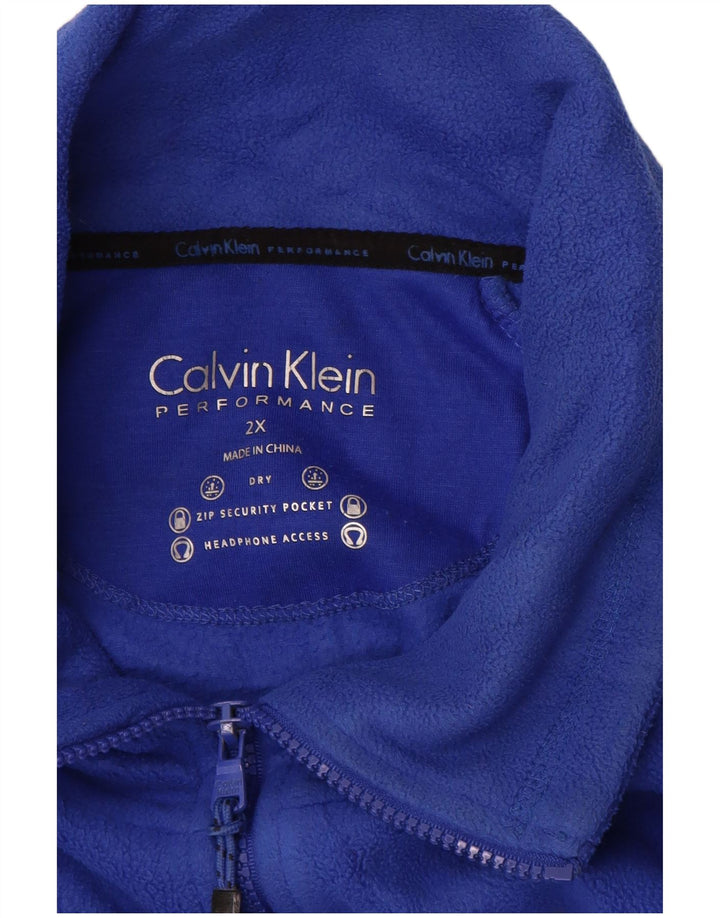 CALVIN KLEIN Herren Performance Fleecejacke UK 44 2XL Blau Polyester