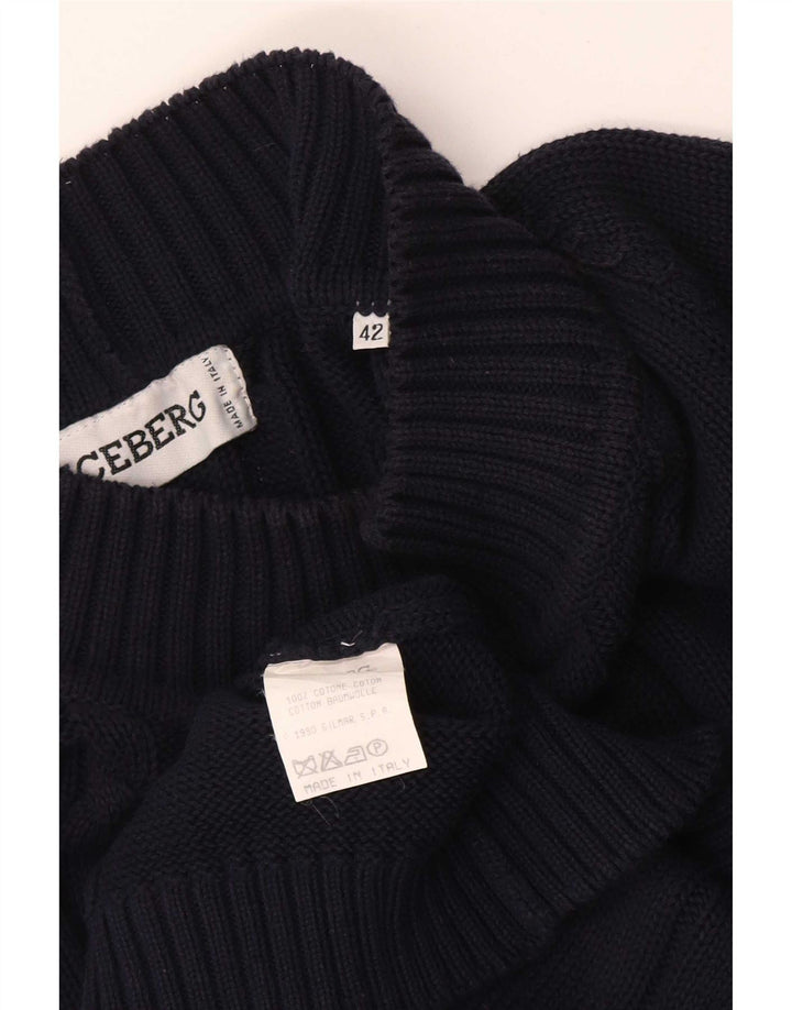 Iceberg Damen-Pullover mit Rollkragen, Größe IT 42, mittelmarineblaue Baumwolle