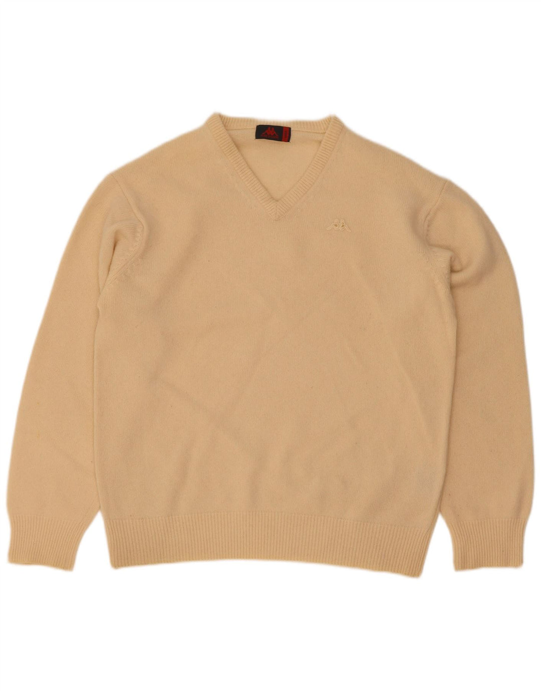 Kappa Herren-Pullover mit V-Ausschnitt, groß, beige Lammwolle