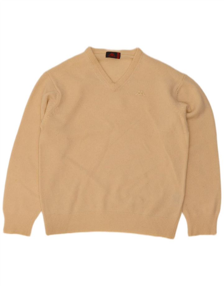 Kappa Herren-Pullover mit V-Ausschnitt, groß, beige Lammwolle