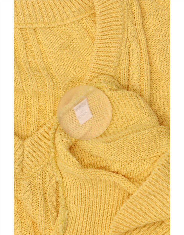 Vintage Damen Übergroßer V-Ausschnitt Pullover Pullover UK 14 Mittelgelbe Baumwolle