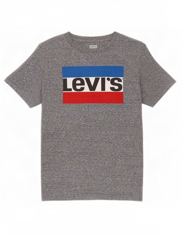 Levi's Jungen-T-Shirt mit Grafik, 13–14 Jahre, XL, grau gefleckte Baumwolle