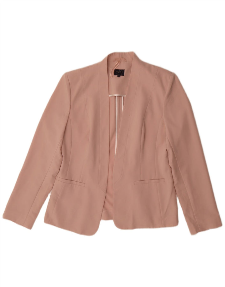 Marks & Spencer Womens Open Blazer Jacke UK 12 Mittelrosa Polyester