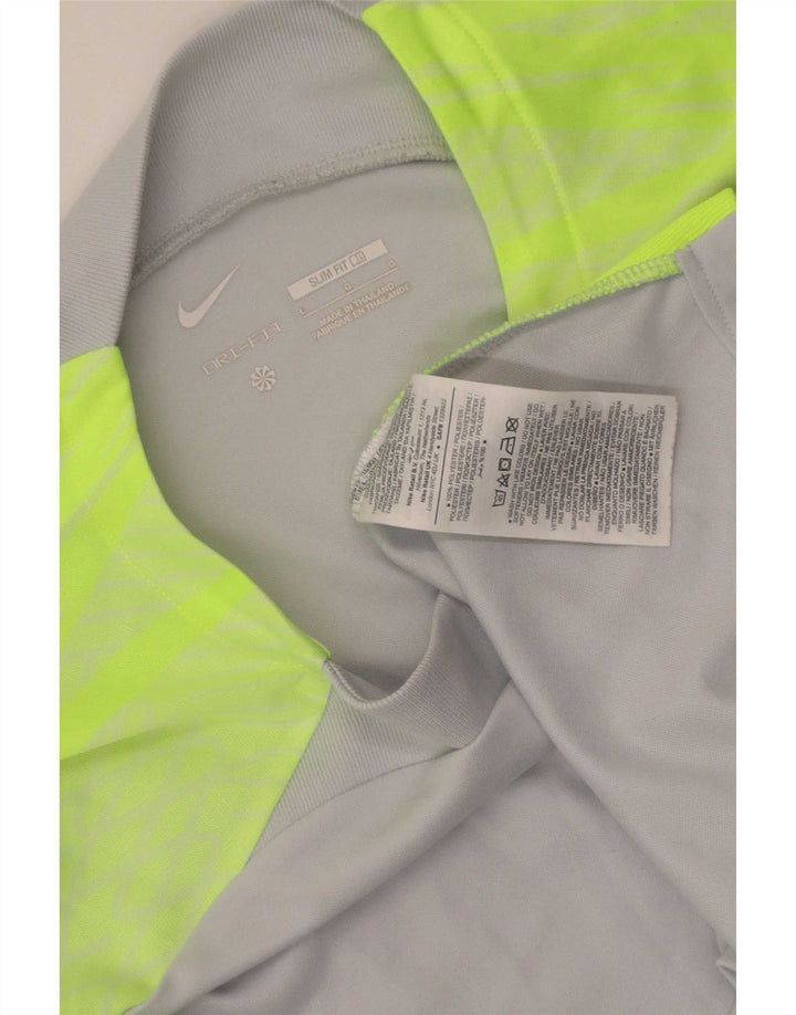 Nike Herren Dri Fit Slim T-Shirt-Oberteil, großes graues Farbblock-Polyester