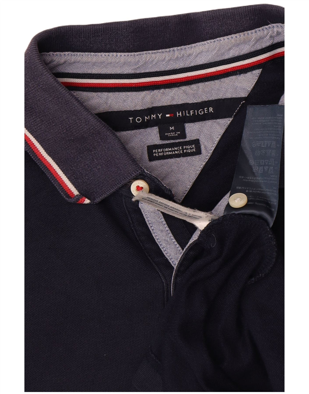 Tommy Hilfiger Herren-Poloshirt, mittelmarineblaue Baumwolle