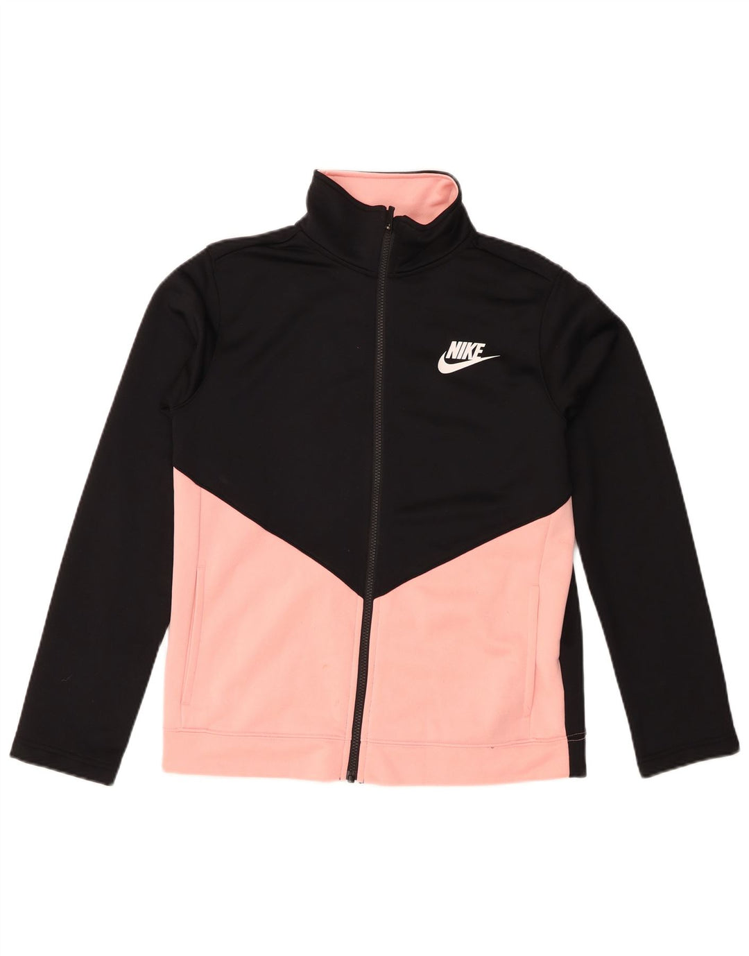 Nike Mädchen-Trainingsanzug-Top-Jacke, 13–14 Jahre, XL, schwarzes Colourblock-Polyester
