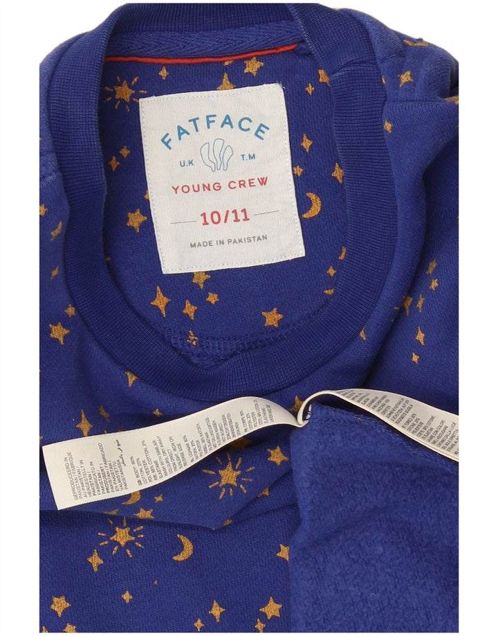 Fat Face Mädchen-Kleid mit abstraktem Muster, langärmelig, Basic, 10–11 Jahre, Blau