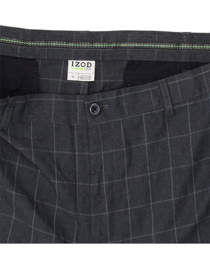 IZOD Mens Chino Shorts W42 2XL Grey Check Polyester Vintage Izod and Second-Hand Izod from Messina Hembry 