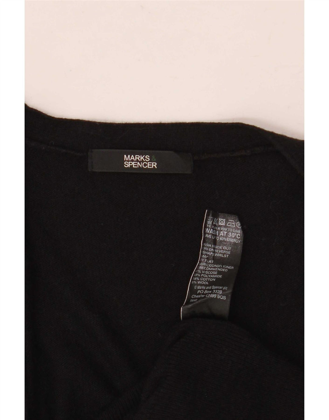 Marks & Spencer Damen Longline-Cardigan-Pullover UK 8 Small Schwarze Viskose