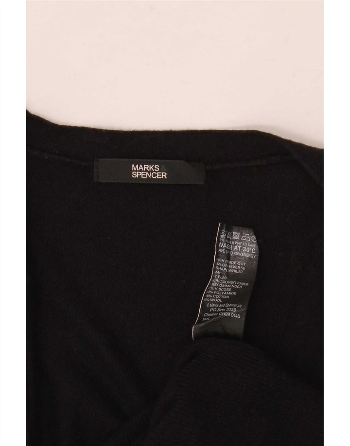 Marks & Spencer Damen Longline-Cardigan-Pullover UK 8 Small Schwarze Viskose