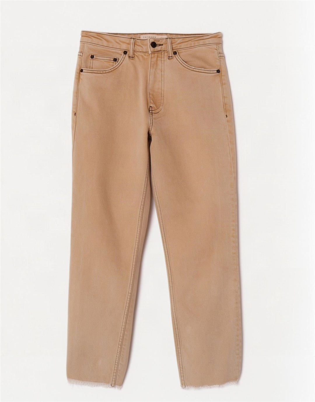 Topshop Damen Kurzjeans W26 L25 Beige Baumwolle